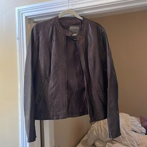 brown leather jacket
